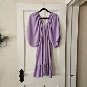 Hailey And Co Women’s Comfort Cutie Lavender Puff Sleeve Mini Dress Size Large
